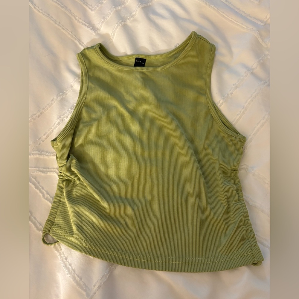 Green ribbed tank top